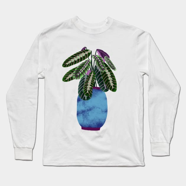 Prayer Plant, Maranta plant illustration Long Sleeve T-Shirt by Pacesyte